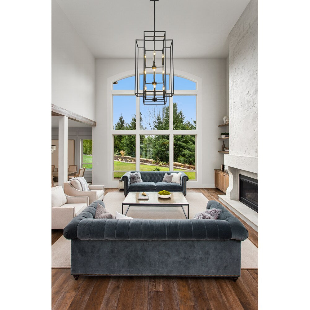 Suspension contemporaine à 12 lampes Z-Lite Titania en noir mat