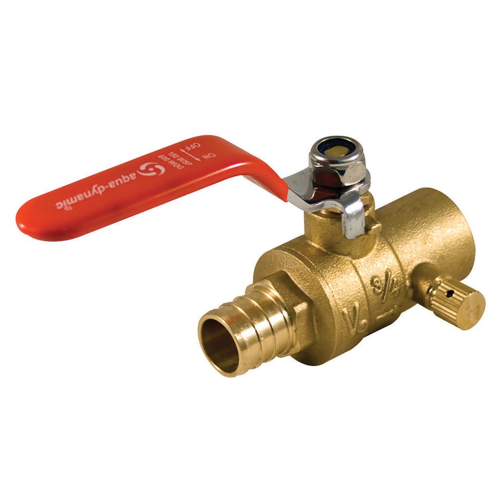Robinet à tournant sphérique en laiton forgé à souder x PEX de 1 pouce avec drain sans plomb (paquet de 5)