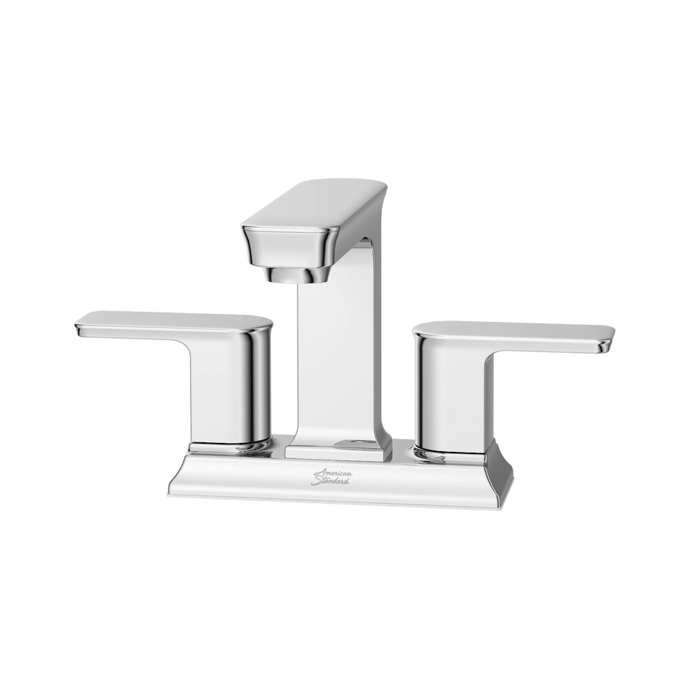 Robinet de salle de bain Forsey Centerset (4 pouces) à 2 poignées et à arc moyen en chrome poli (robinet et drain inclus)