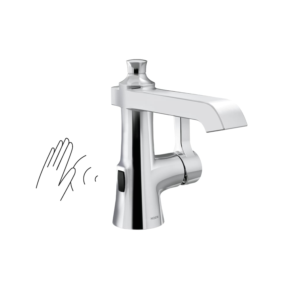 Robinet de salle de bain à poignée unique sans contact Flara Motionsense Wave de 4 pouces à trou unique/robinet en chrome (valve incluse)