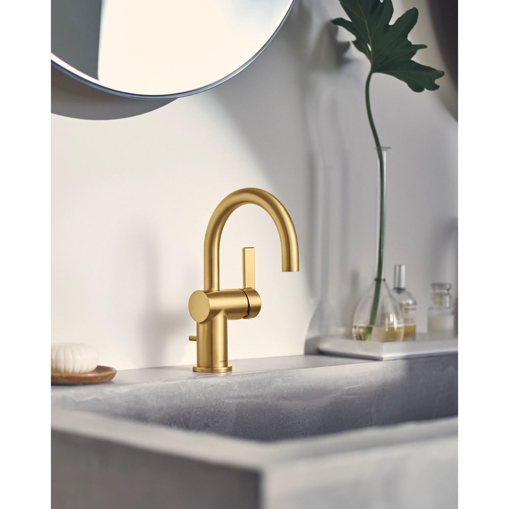 Robinet de lavabo de salle de bain à poignée unique de 4 pouces de Cia avec plaque de pont en or brossé (robinet inclus)