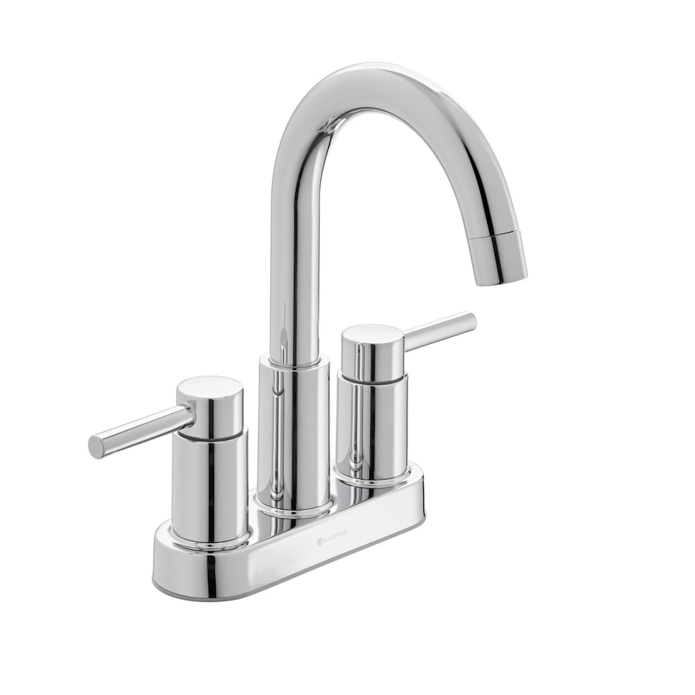 Robinet de salle de bain à arc élevé à 2 poignées et à ensemble central de 4 pouces Dorind avec ensemble de vidange à poussoir en chrome