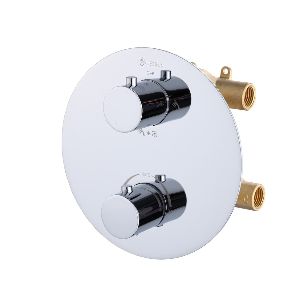 Vanne thermostatique ronde avec inverseur 3 voies (2 voies + combo) - Fini chromé