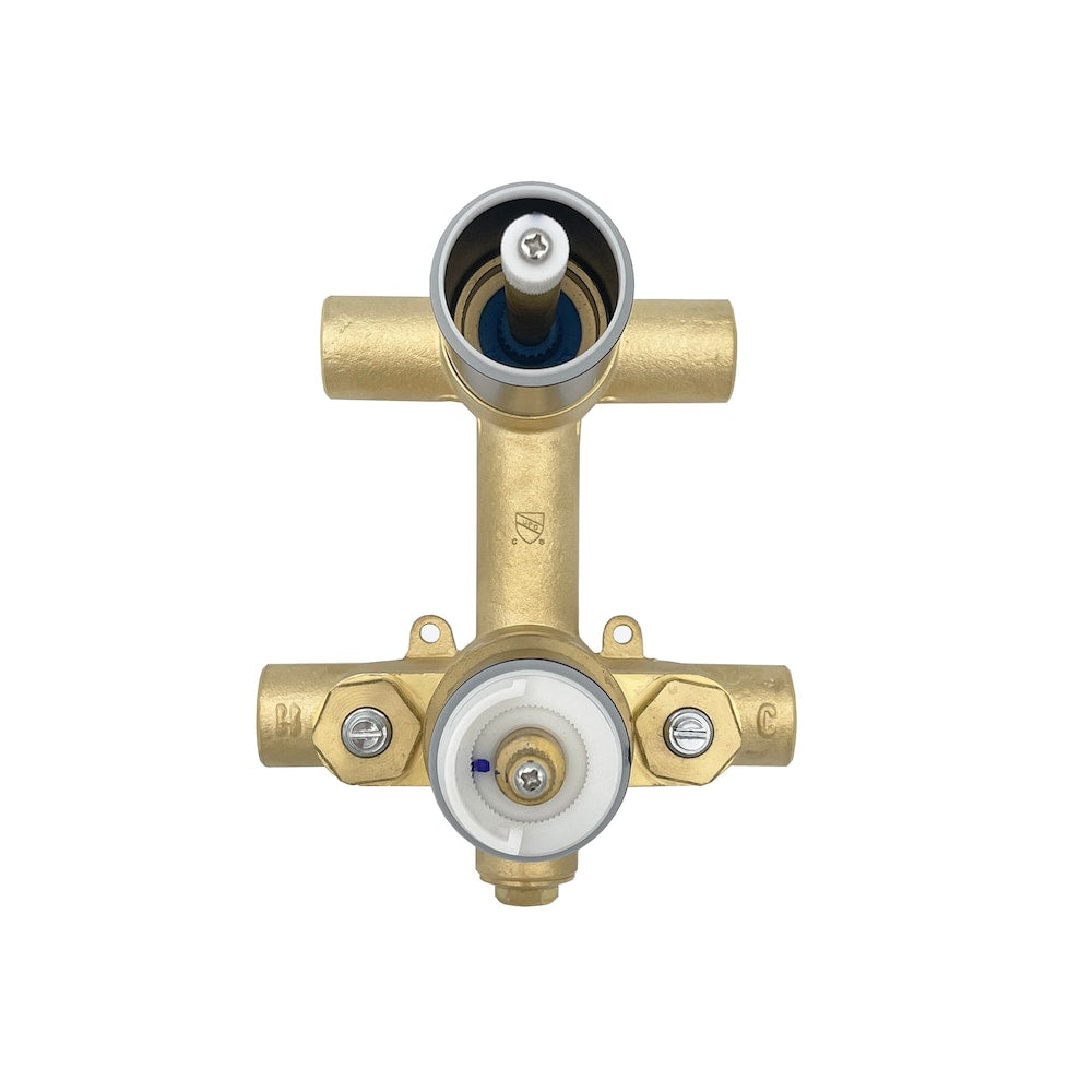 Vanne thermostatique ronde avec inverseur 3 voies (2 voies + combo) - Fini chromé