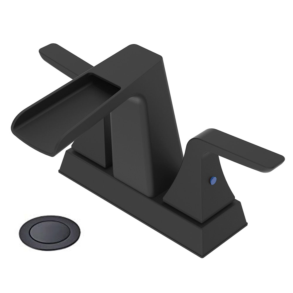 4 inch Centerest Double Handle Bathroom Sink Faucet with Drain Assembly in Matte Black