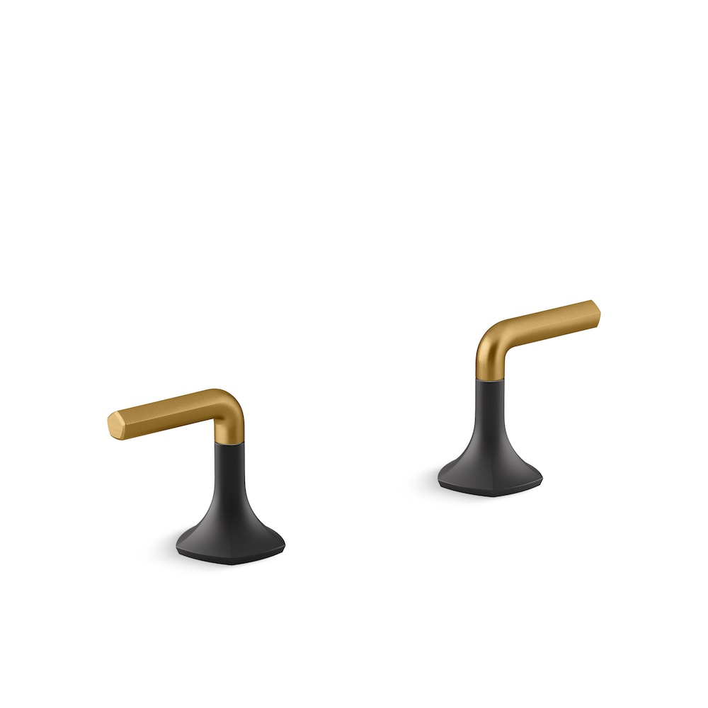 Occasion Deck-Mount Lever Bath Faucet Handles in black and brass