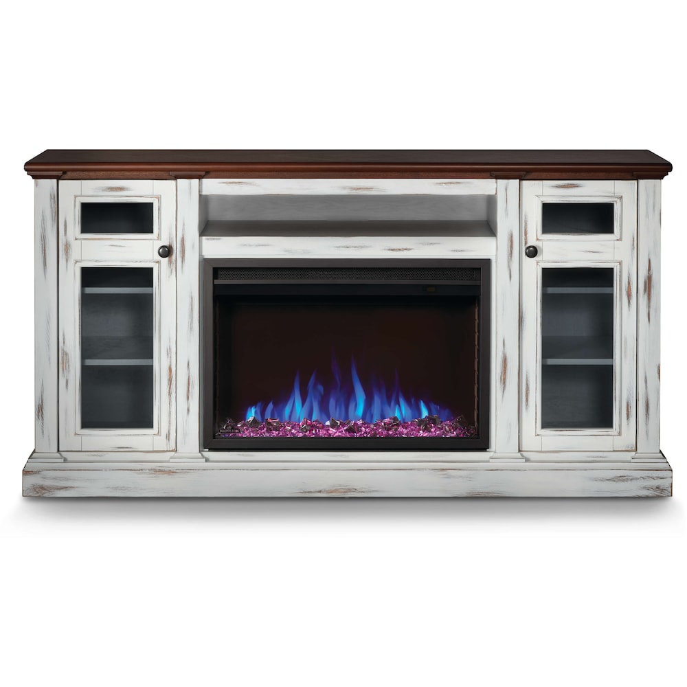 Console multimédia pour foyer électrique Charlotte Essential Series de 68 pouces en blanc