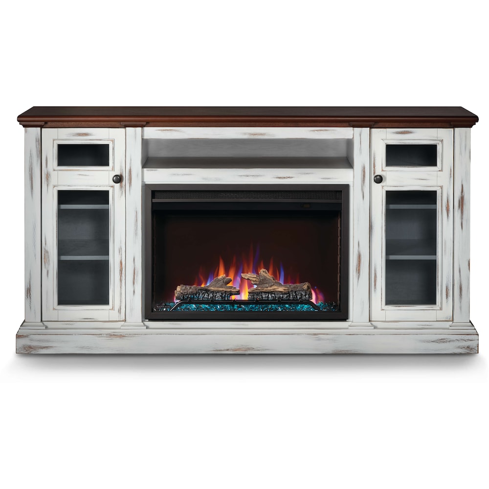 Console multimédia pour foyer électrique Charlotte Essential Series de 68 pouces en blanc