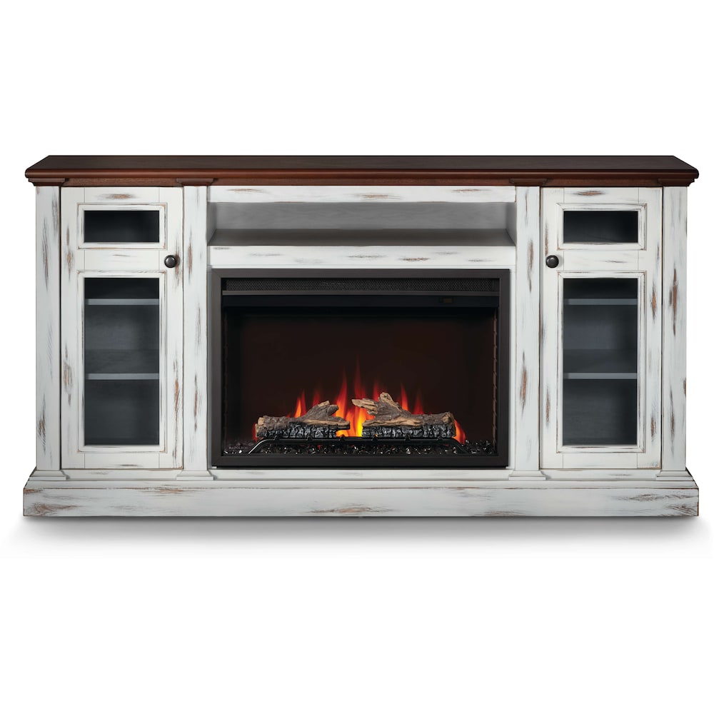 Console multimédia pour foyer électrique Charlotte Essential Series de 68 pouces en blanc