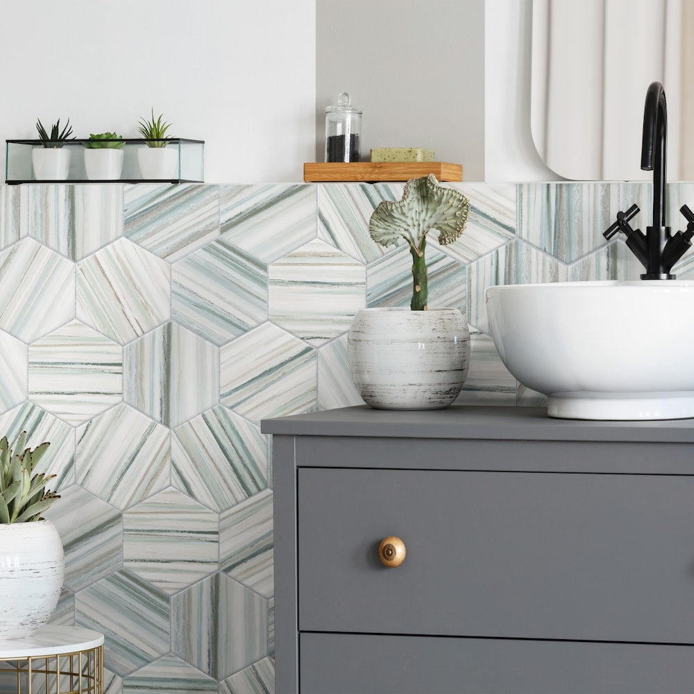 Flow Hex Green 8-5/8-inch x 9-7/8-inch Porcelain Floor and Wall Tile (11.5 sq. ft./Case)