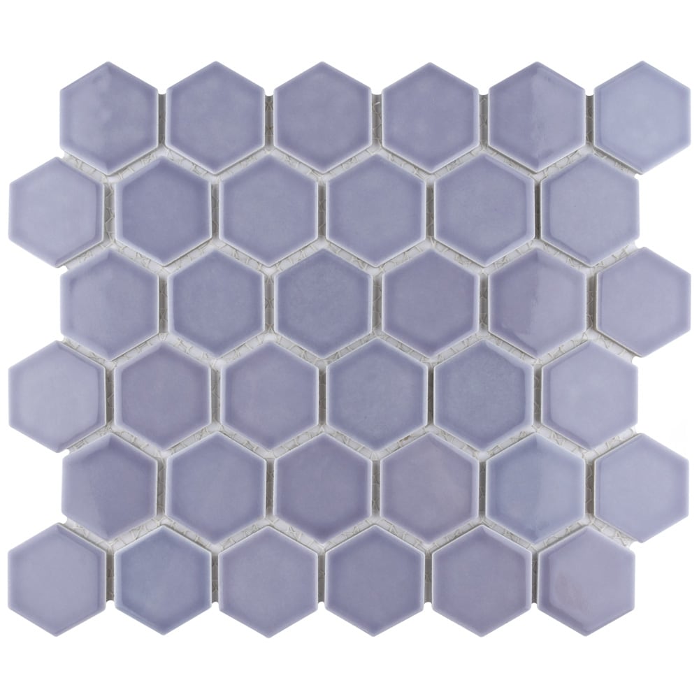 Hudson Due 2" Hex Lavendar 10-7/8-inch x 12-5/8-inch Porcelain Mosaic Tile (9.7 sq. ft./Case)