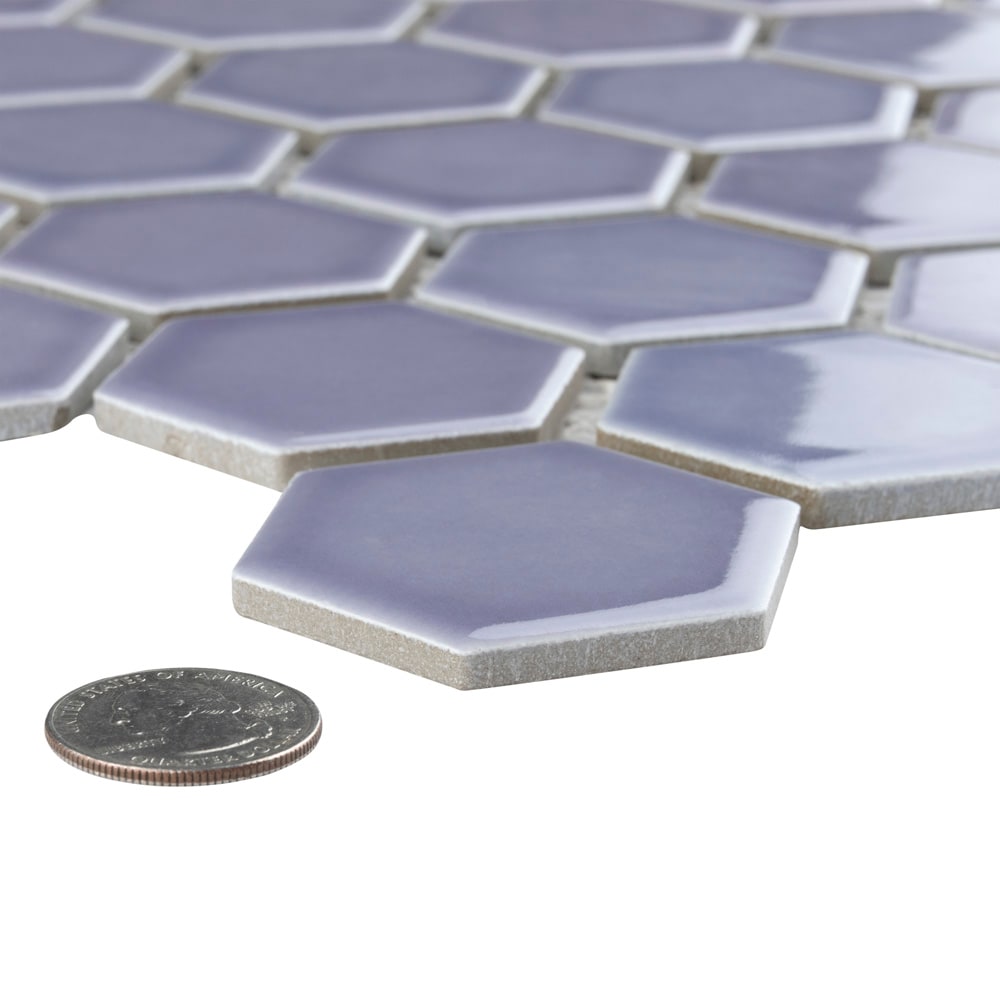 Hudson Due 2" Hex Lavendar 10-7/8-inch x 12-5/8-inch Porcelain Mosaic Tile (9.7 sq. ft./Case)