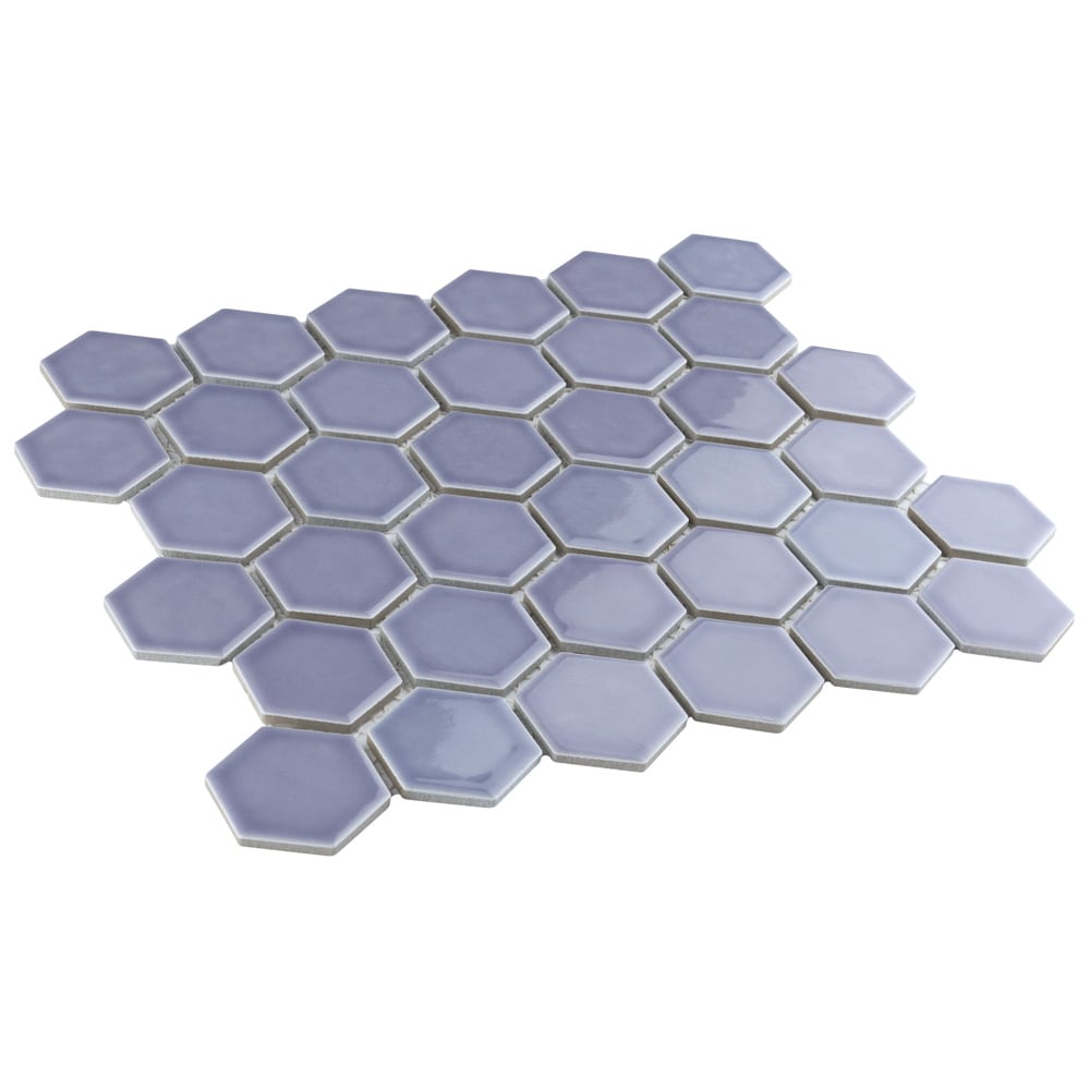 Hudson Due 2" Hex Lavendar 10-7/8-inch x 12-5/8-inch Porcelain Mosaic Tile (9.7 sq. ft./Case)