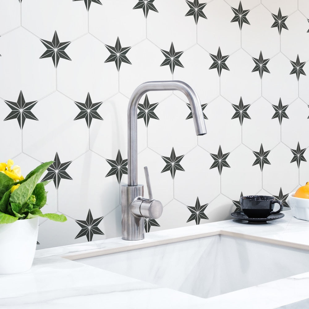 Stella Hex Nero 8-5/8-inch x 9-7/8-inch Porcelain Floor and Wall Tile (11.5 sq. ft./Case)