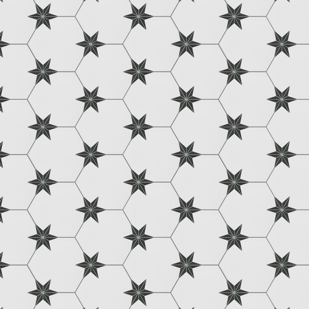 Stella Hex Nero 8-5/8-inch x 9-7/8-inch Porcelain Floor and Wall Tile (11.5 sq. ft./Case)