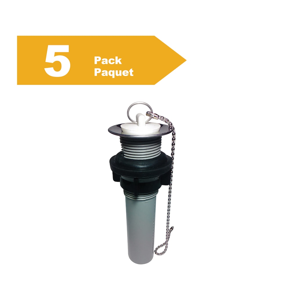 Bouchon PO 1-1/4 po x 5 po en plastique sans trous de trop-plein (paquet de 5)