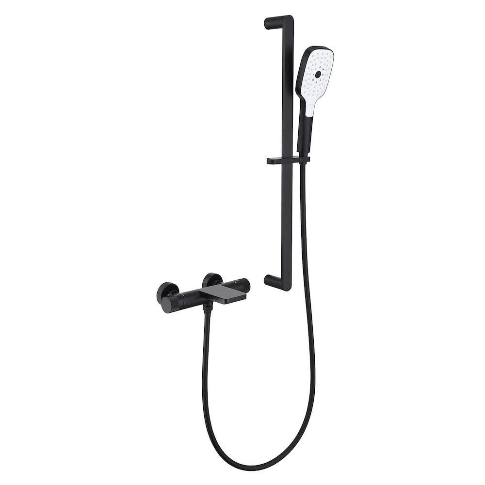 Ensemble de robinet de baignoire avec douche à main et barre coulissante réglable en noir mat