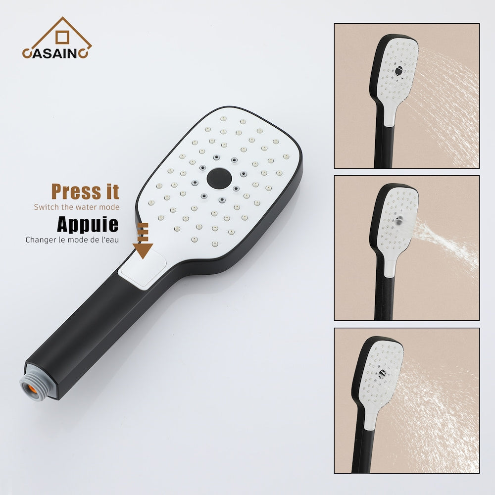 Ensemble de robinet de baignoire avec douche à main et barre coulissante réglable en noir mat