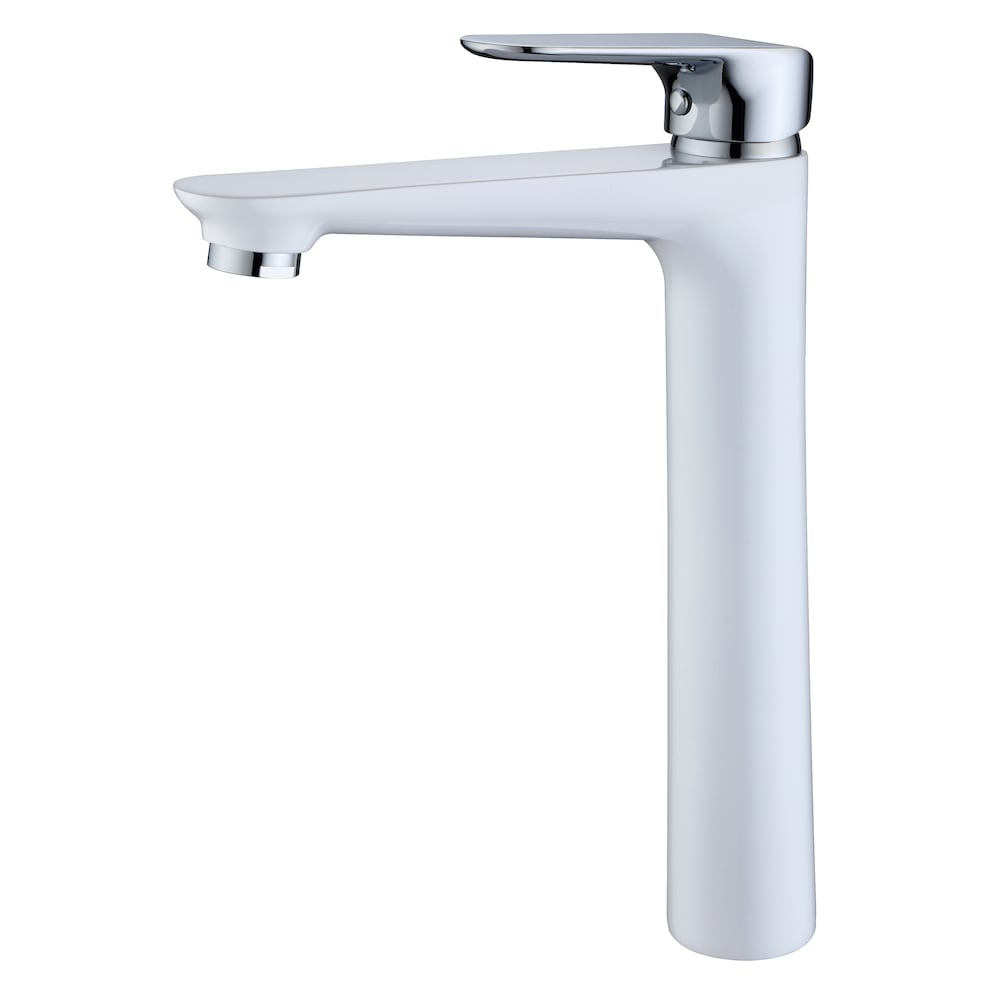 Robinet de salle de bain monotrou Santorini à poignée unique en blanc et chrome