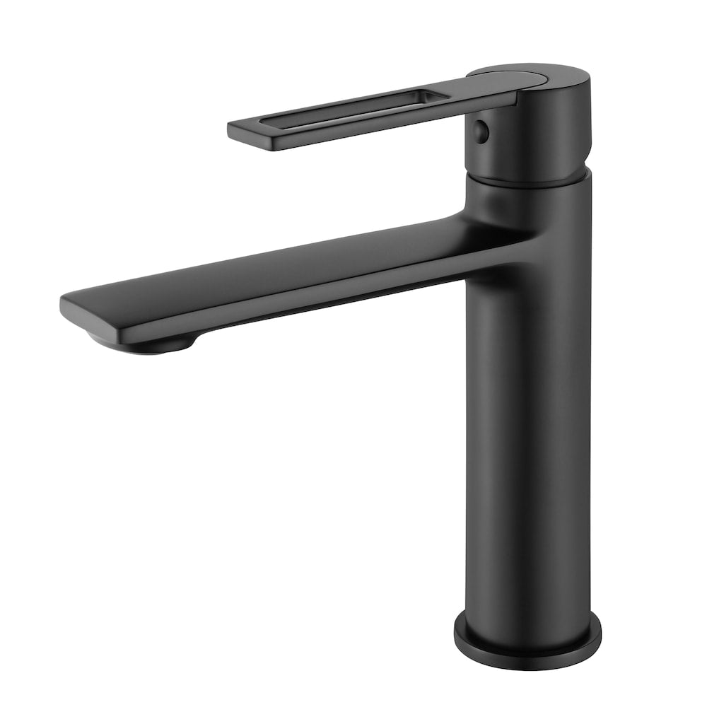 Robinet de salle de bain monotrou à poignée unique Nola en noir mat