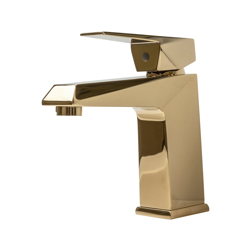 Prismatic Single Hole Single-Handle Bathroom Faucet in Gold