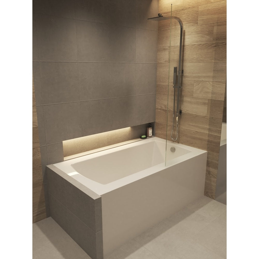 Baignoire CALLA 66 po x 32 po à jupe simple, drain à droite