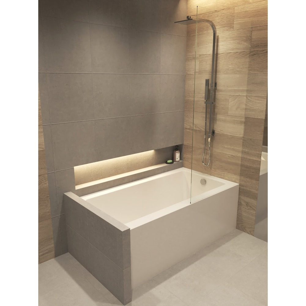 Baignoire à jupe brute au-dessus du sol TULIP 60 po x 34 po, emplacement du drain à droite