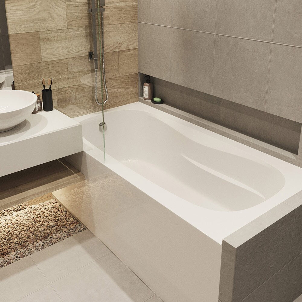 Baignoire à jupe brute DAISY 60 pouces x 32 pouces au-dessus du sol, emplacement du drain à gauche