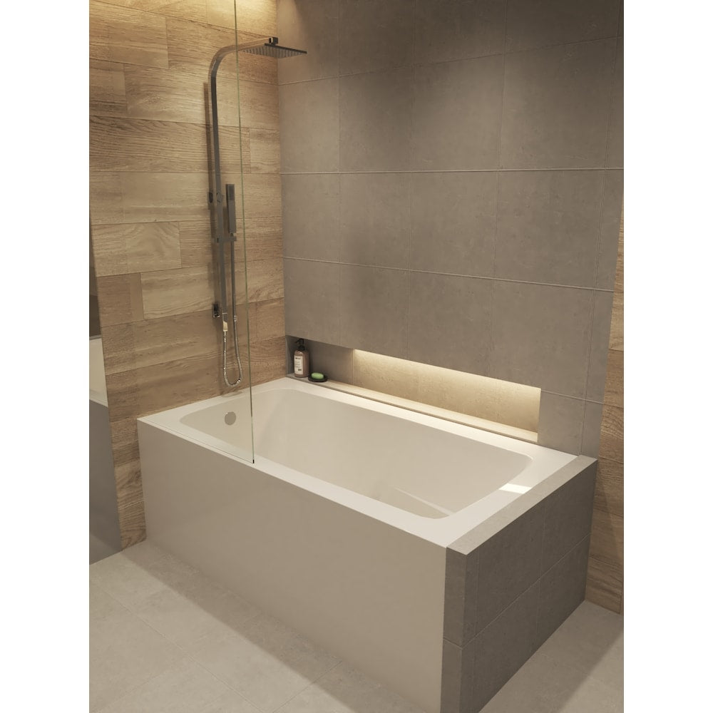 Baignoire IONE 60 pouces x 32 pouces au-dessus du sol avec jupe brute et drain à gauche