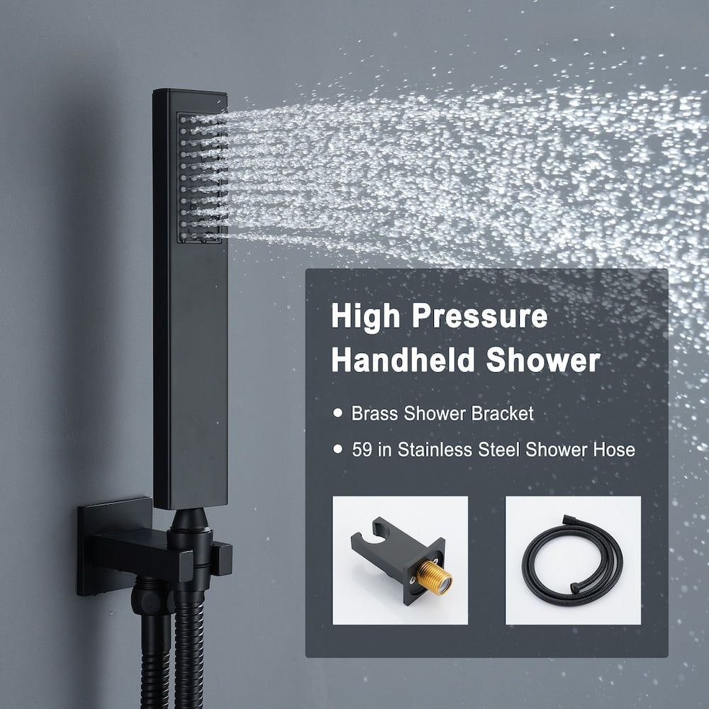 Robinet de douche thermostatique noir à 3 fonctions