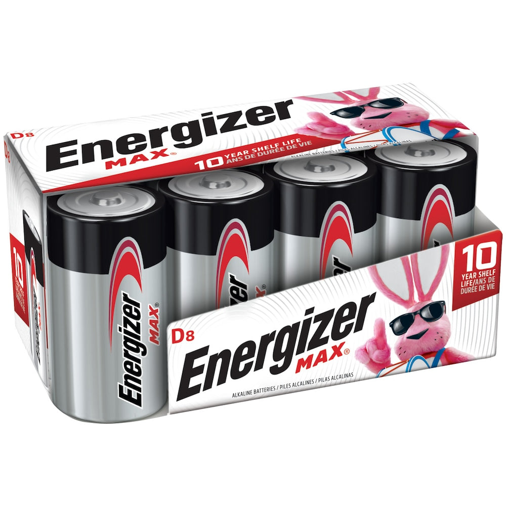 Piles Energizer MAX D (paquet de 8), piles alcalines D