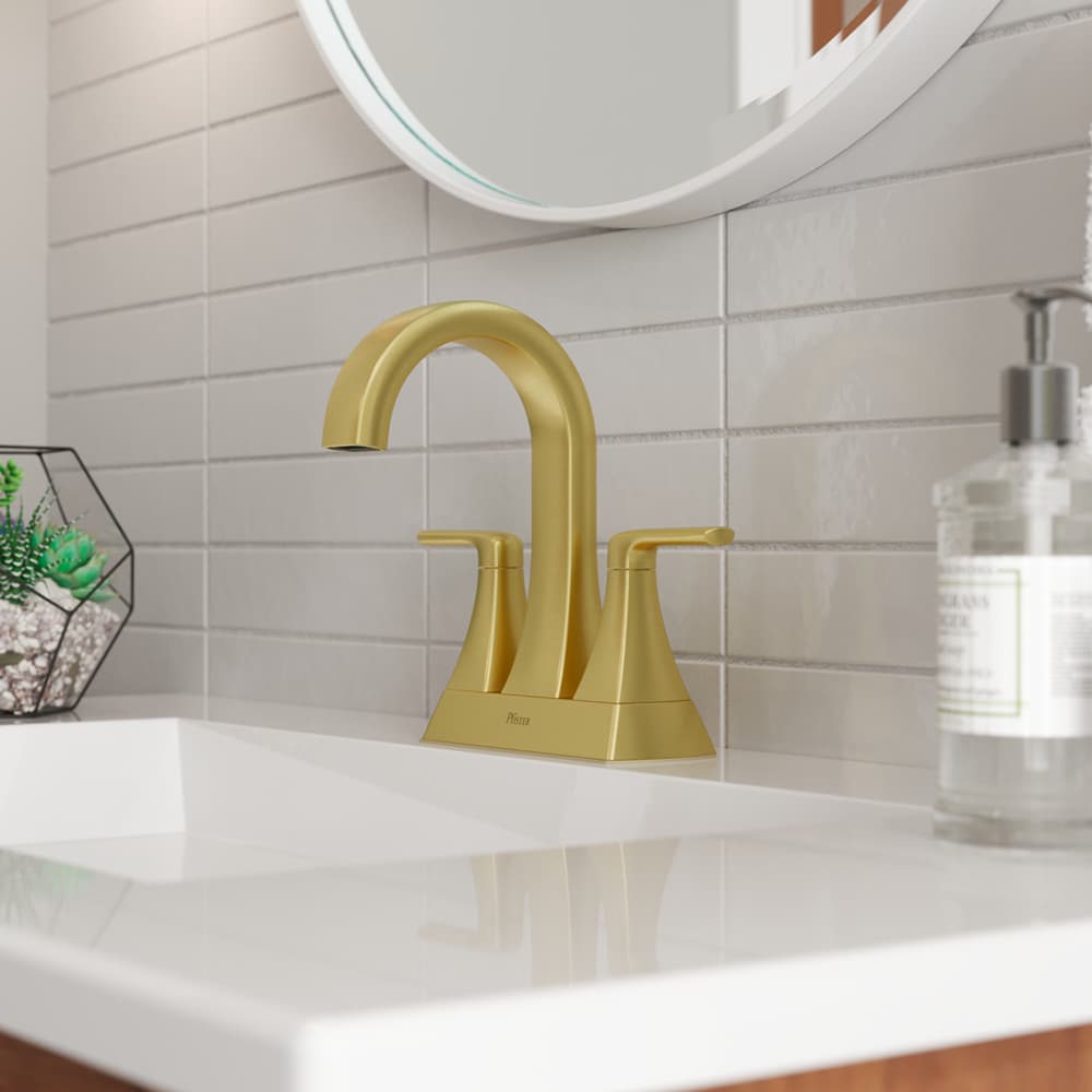 Robinet de lavabo de salle de bain à 2 poignées et 4 pouces Bruxie en or brossé