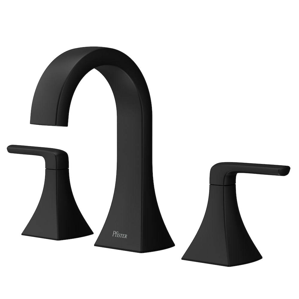Robinet de lavabo de salle de bain à 2 poignées et à large ouverture de 8 pouces Bruxie, noir mat