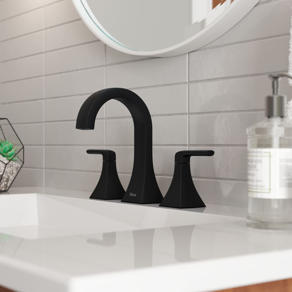 Robinet de lavabo de salle de bain à 2 poignées et à large ouverture de 8 pouces Bruxie, noir mat