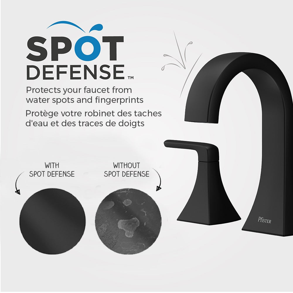 Robinet de lavabo de salle de bain à 2 poignées et à large ouverture de 8 pouces Bruxie, noir mat