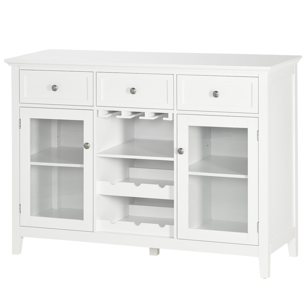 Buffet à portes vitrées, meuble buffet avec casier à vin, casiers à verres à pied