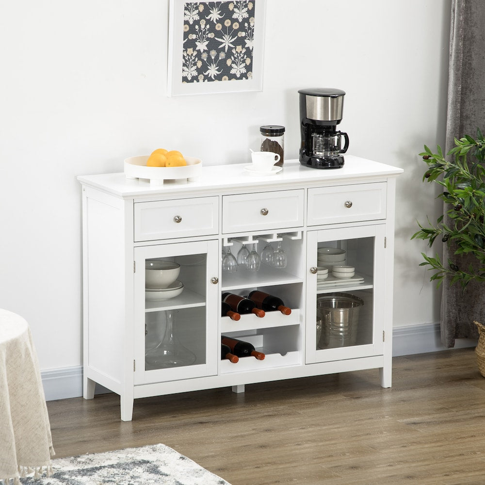 Glass Door Sideboard, Buffet Cabinet with Wine Rack, Stemware Racks
