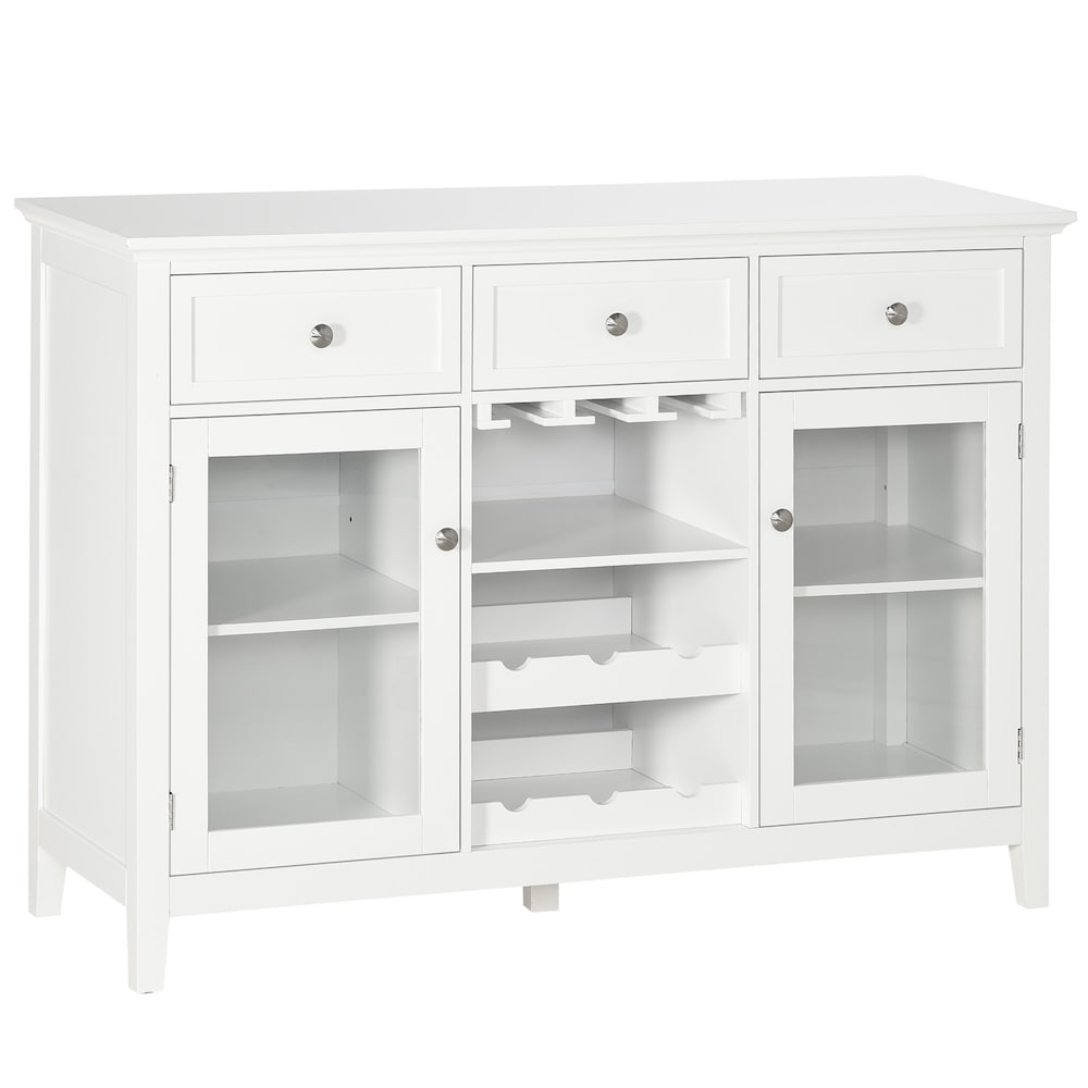 Buffet à portes vitrées, meuble buffet avec casier à vin, casiers à verres à pied