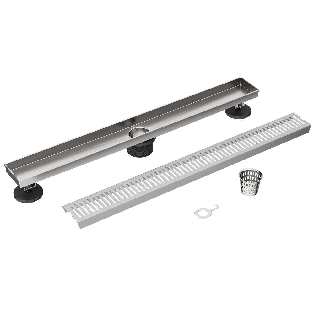 Elan 3" L x 24" W Linear Shower Drain Rectangle Pattern Drain Cover in Brushed Nickel