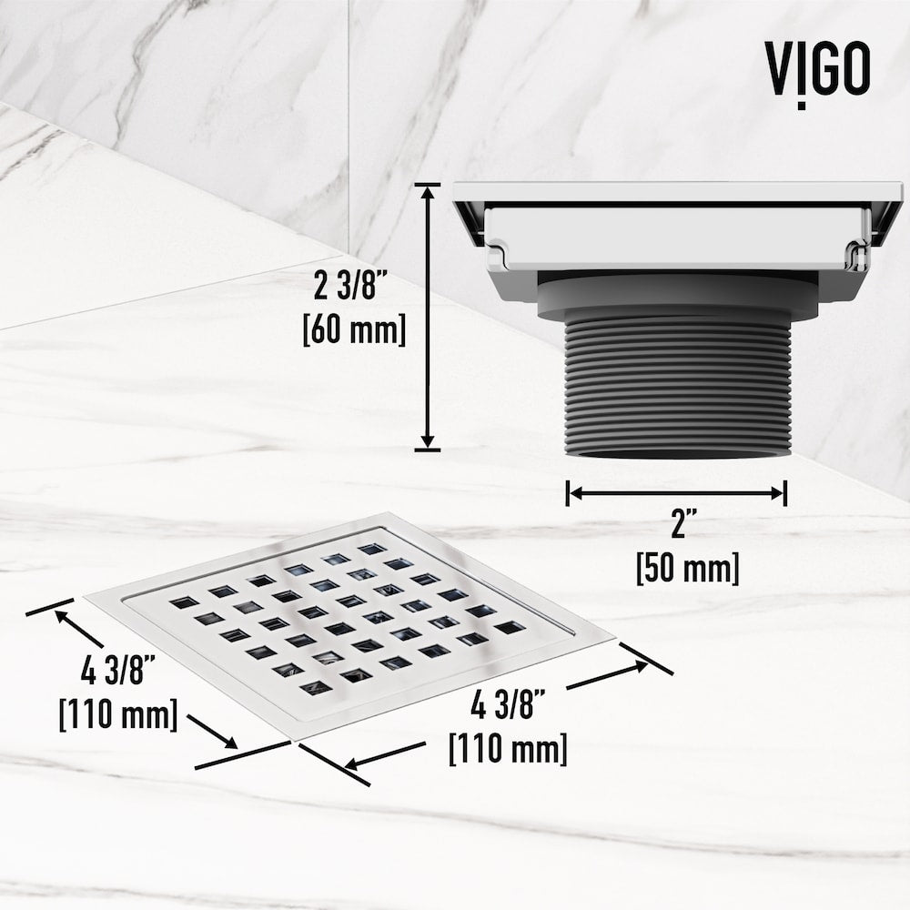 Elan 6" Square Shower Drain in Chrome