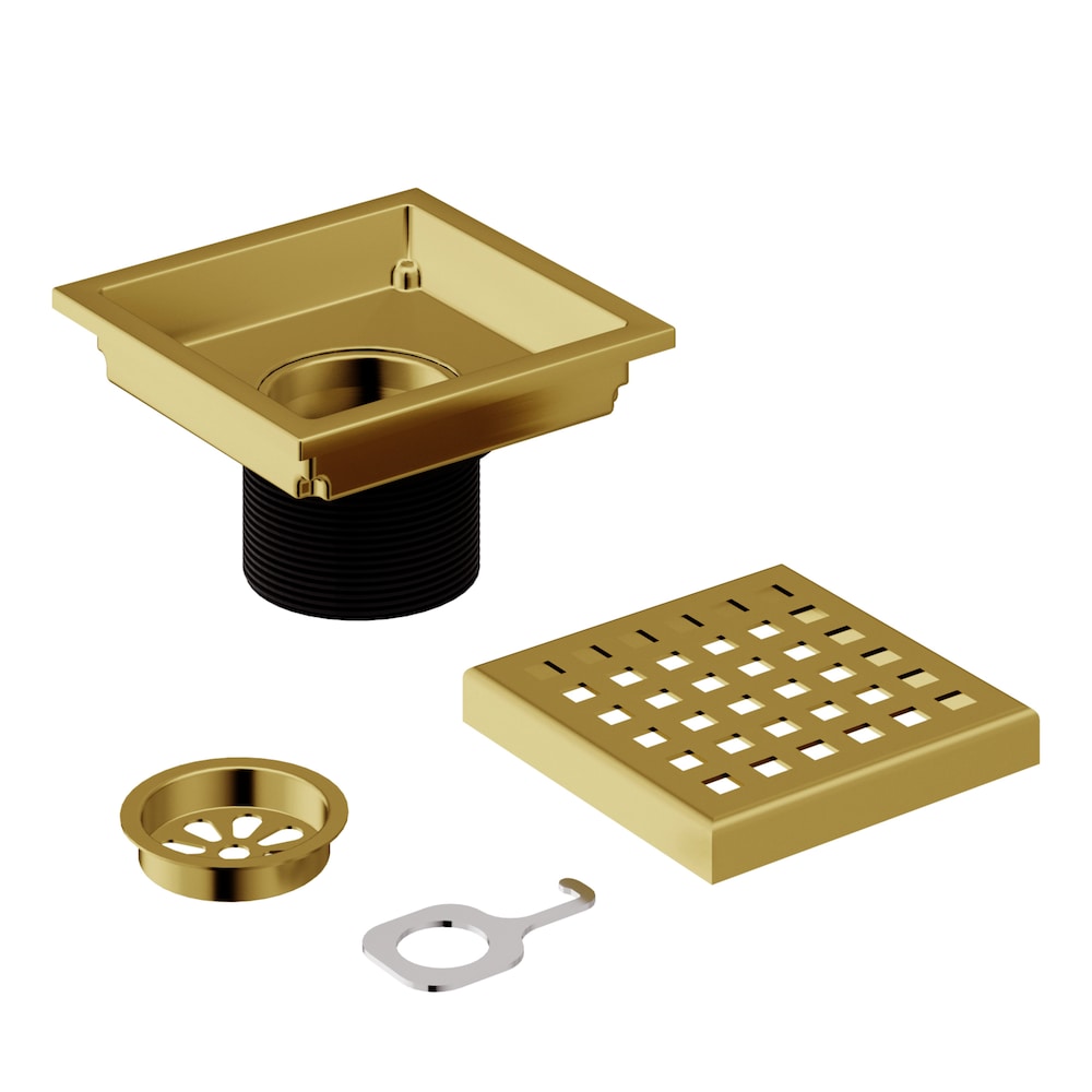 Elan 6" Square Shower Drain in Matte Brushed Gold