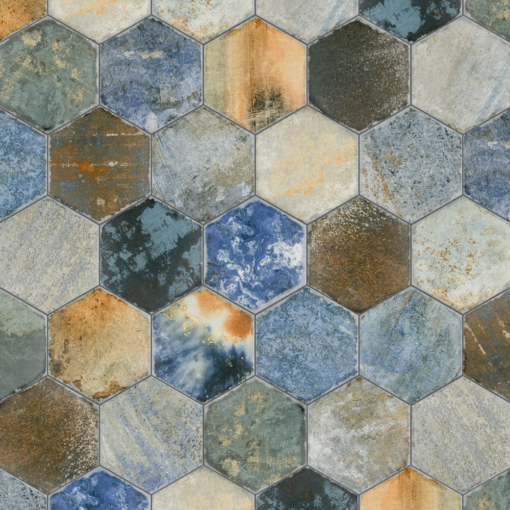 Sample - Dorne Hex Mix 8-5/8-inch x 9-7/8-inch Porcelain Floor and Wall Tile