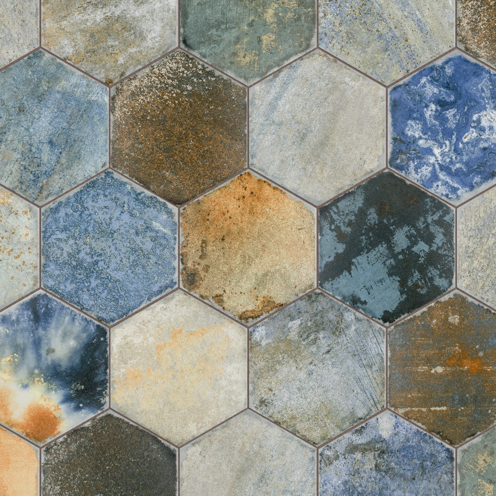 Sample - Dorne Hex Mix 8-5/8-inch x 9-7/8-inch Porcelain Floor and Wall Tile