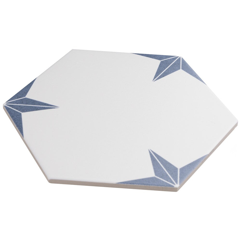 Sample - Stella Hex Azul 8-5/8-inch x 9-7/8-inch Porcelain Floor and Wall Tile