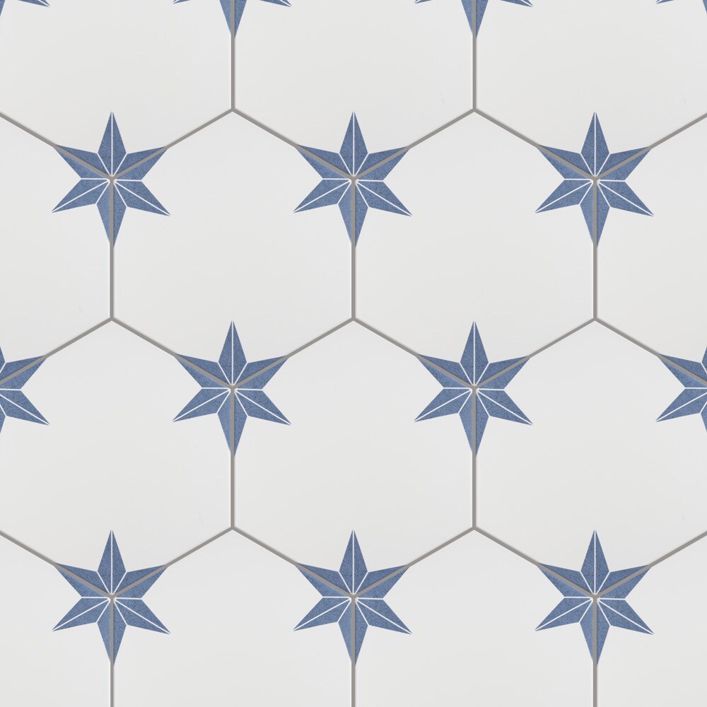 Sample - Stella Hex Azul 8-5/8-inch x 9-7/8-inch Porcelain Floor and Wall Tile