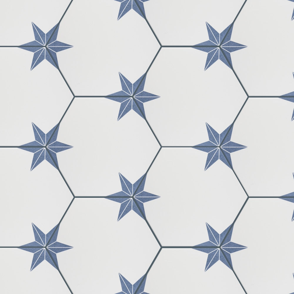 Sample - Stella Hex Azul 8-5/8-inch x 9-7/8-inch Porcelain Floor and Wall Tile