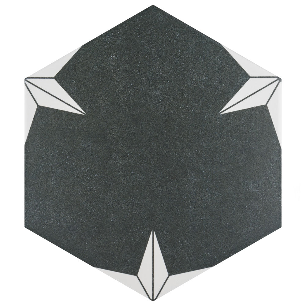 Sample - Stella Hex Night 8-5/8-inch x 9-7/8-inch Porcelain Floor and Wall Tile