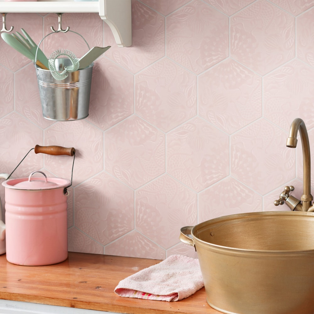 Sample - Gaudi Lux Hex Rose 8-5/8-inch x 9-7/8-inch Porcelain Floor and Wall Tile