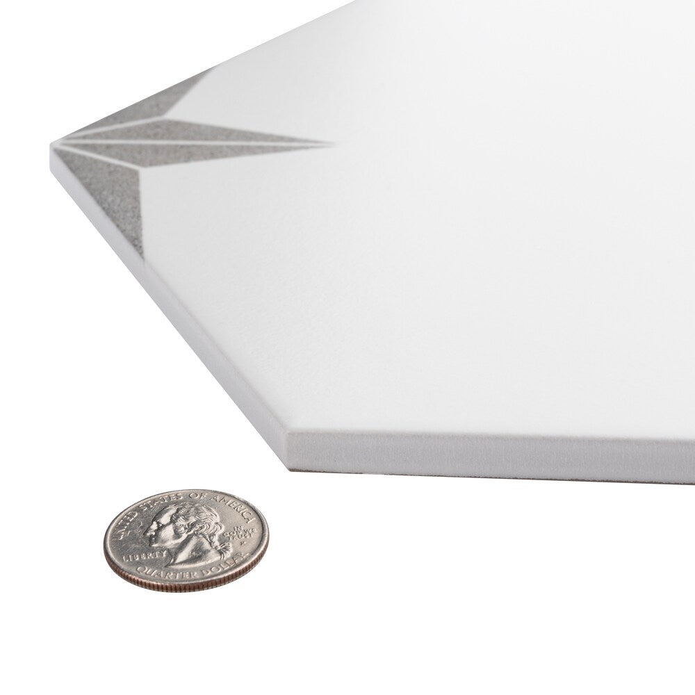Sample - Stella Hex Silver 8-5/8-inch x 9-7/8-inch Porcelain Floor and Wall Tile