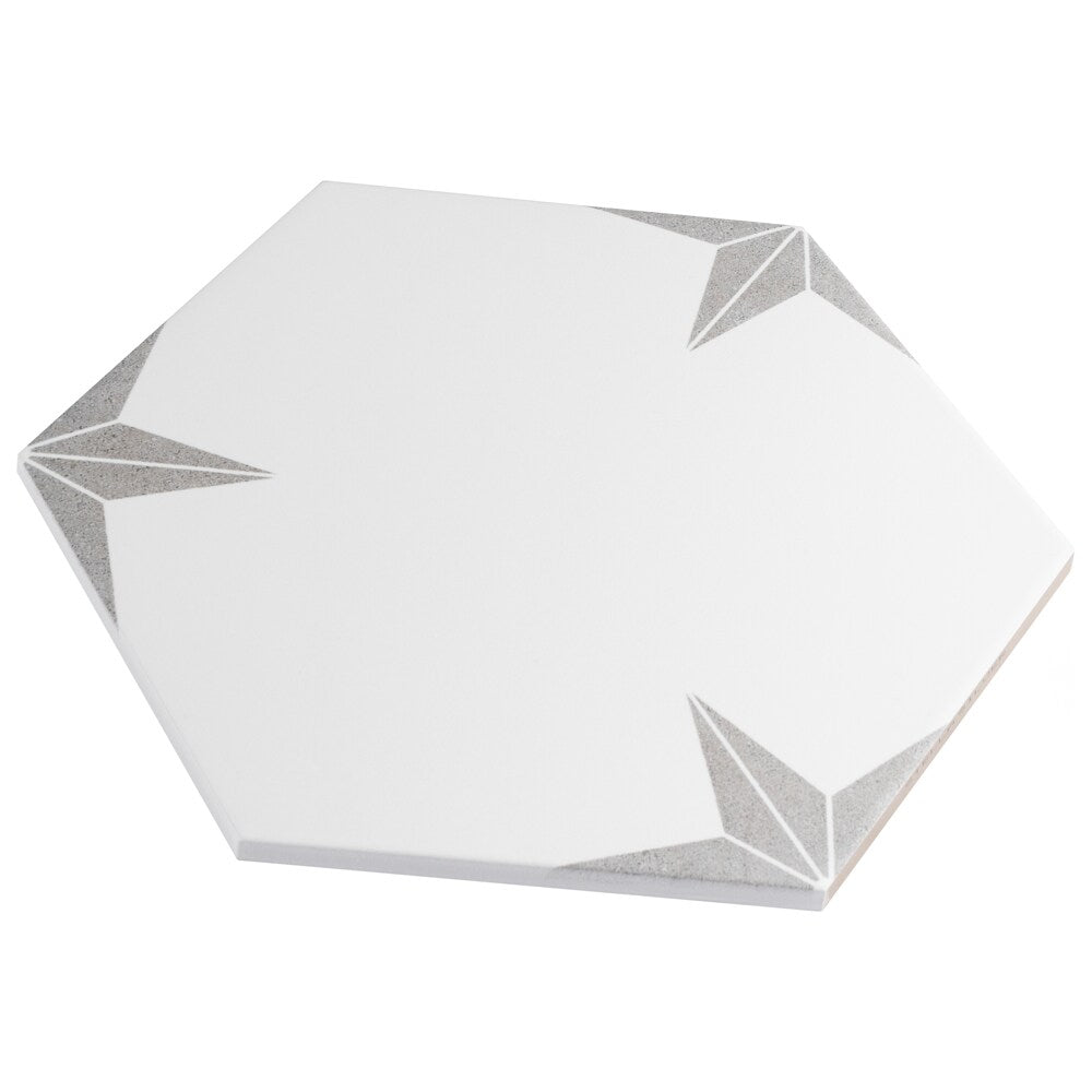 Sample - Stella Hex Silver 8-5/8-inch x 9-7/8-inch Porcelain Floor and Wall Tile